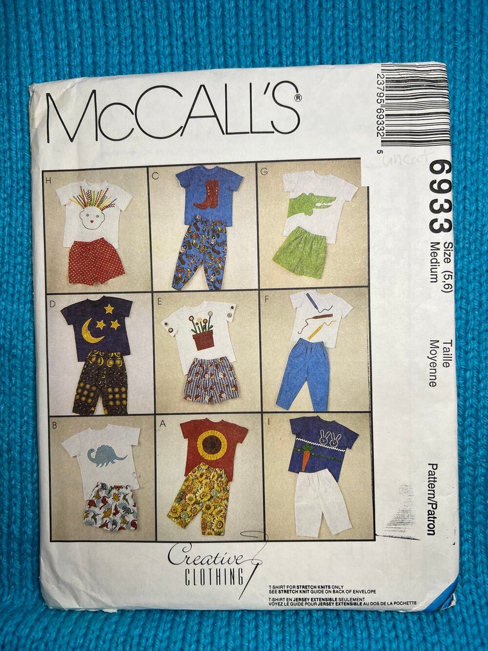 McCalls 6933 Sewing pattern Kids tshirt pants shorts size 5 6